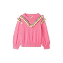 Hatley Pink Pink Carnation Ruffle Sweater